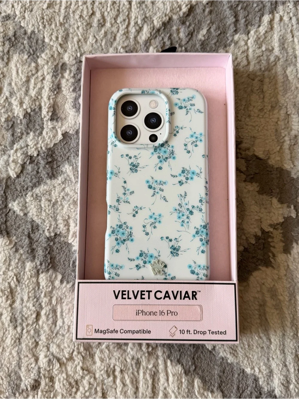 VELVET CAVIAR French Blue Floral Print Phone Case